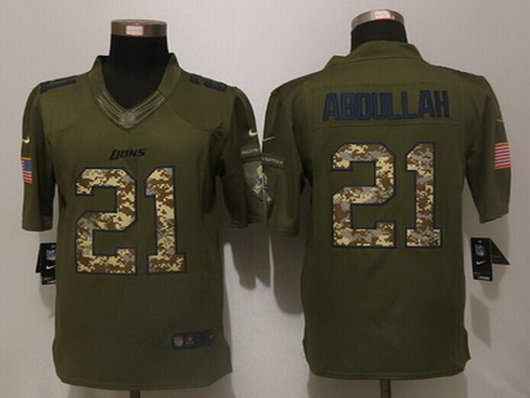 Men's Detroit Lions #21 Ameer Abdullah Green Salute to Service 2015 NFL Nike Limited Jersey