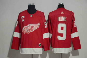 Men's Detroit Red Wings #9 Gordie Howe Red Home 2017-2018 Stitched Adidas Hockey NHL Jersey