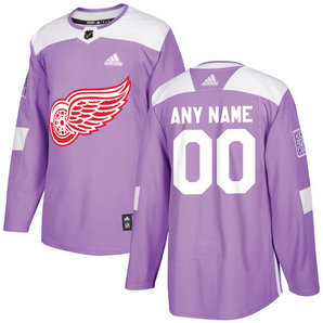 Men's Detroit Red Wings Purple Adidas Hockey Fights Cancer Custom Practice Jersey