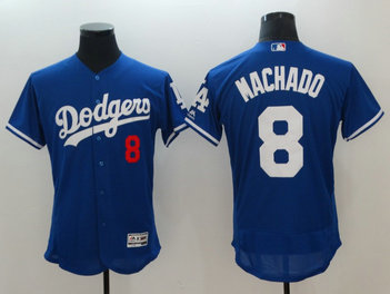 Men's Dodgers #8 Manny Machado Royal Flexbase Jersey