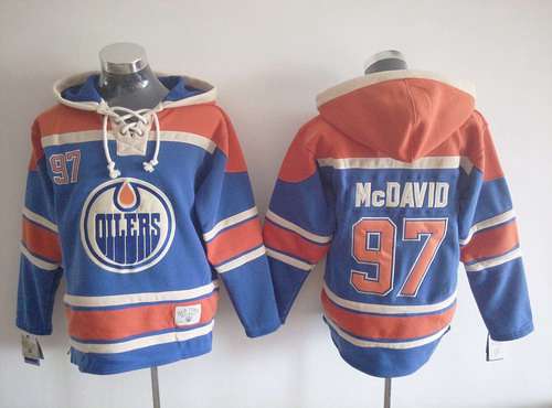 Men's Edmonton Oilers #97 Connor McDavid Old Time Hockey Royal Blue Hoodie