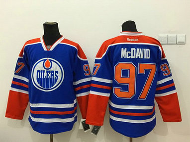 Men's Edmonton Oilers #97 Connor McDavid Royal Blue Jersey