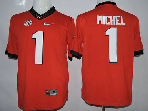 Men's Georgia Bulldogs #1 Sony Michel Red 2015 College Football Nike Limited Jersey
