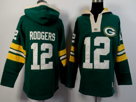 Men's Green Bay Packers #12 Aaron Rodgers Green Team Color 2015 NFL Hoodie