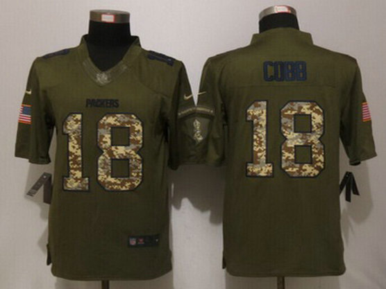 Men's Green Bay Packers #18 Randall Cobb Green Salute To Service 2015 NFL Nike Limited Jersey