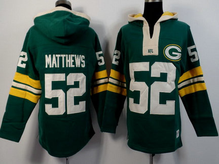 Men's Green Bay Packers #52 Clay Matthews Green Team Color 2015 NFL Hoodie