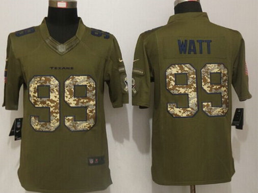 Men's Houston Texans #99 J.J. Watt Green Salute to Service 2015 NFL Nike Limited Jersey