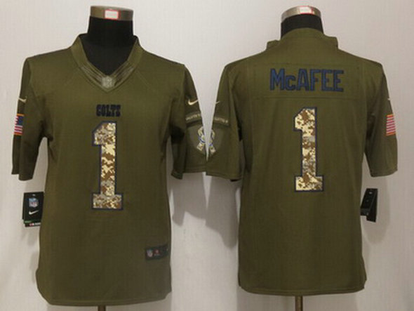 Men's Indianapolis Colts #1 Pat McAfee Green Salute to Service 2015 NFL Nike Limited Jersey