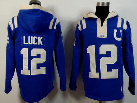 Men's Indianapolis Colts #12 Andrew Luck Royal Blue Team Color 2015 NFL Hoodie