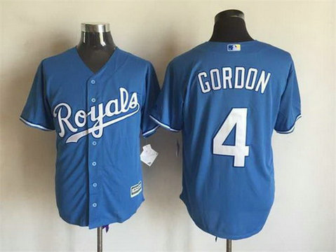 Men's Kansas City Royals #4 Alex Gordon Alternate Light Blue 2015 MLB Cool Base Jersey