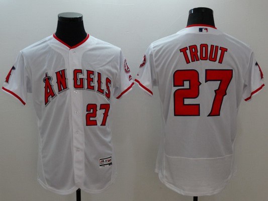 Men's LA Angels Of Anaheim #27 Mike Trout White Flexbase 2016 MLB Player Jersey
