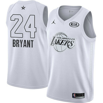 Men's Lakers #24 Kobe Bryant White NBA Jordan Swingman 2018 All-Star Game Jersey