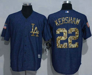 Men's Los Angeles Dodgers #22 Clayton Kershaw Blue Salute To Service Stitched MLB Jersey