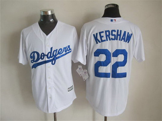 Men's Los Angeles Dodgers #22 Clayton Kershaw Home White  MLB Cool Base Jersey
