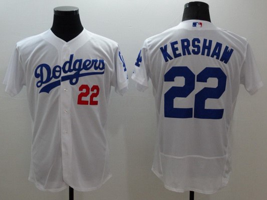 Men's Los Angeles Dodgers #22 Clayton Kershaw White Flexbase  MLB Player Jersey