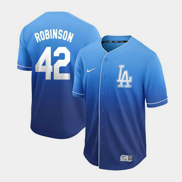Men's Los Angeles Dodgers #42 Jackie Robinson Nike Blue Fade Jersey