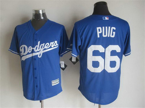 Men's Los Angeles Dodgers #66 Yasiel Puig Alternate Blue MLB Cool Base Jersey