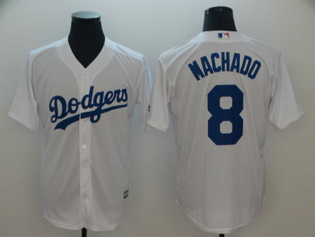Men's Los Angeles Dodgers #8 Manny Machado White Cool Base Jersey