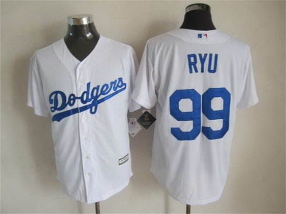 Men's Los Angeles Dodgers #99 Hyun-Jin Ryu Home White  MLB Cool Base Jersey