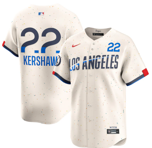 Men's Los Angeles Dodgers Clayton Kershaw Nike Cream 2024 City Connect Limited Player Jersey
