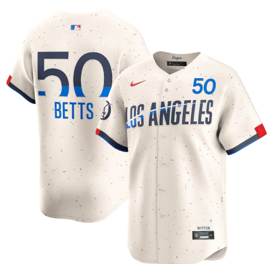 Men's Los Angeles Dodgers Mookie Betts Nike Cream 2024 City Connect Limited Player Jersey