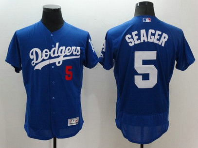 Men's MLB Jerseys Los Angeles Dodgers 5 Seager Blue Cool Base