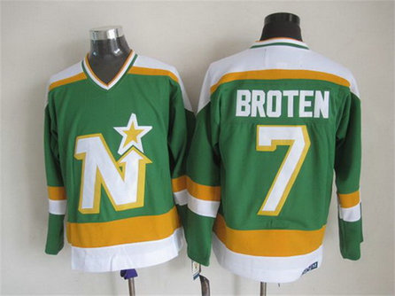 Men's Minnesota North Stars #7 Neal Broten 1978-79 Green CCM Vintage Throwback Jersey