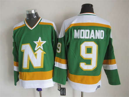 Men's Minnesota North Stars #9 Mike Modano 1978-79 Green CCM Vintage Throwback Jersey