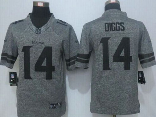 Men's Minnesota Vikings #14 Stefon Diggs Nike Gray Gridiron 2015 NFL Gray Limited Jersey