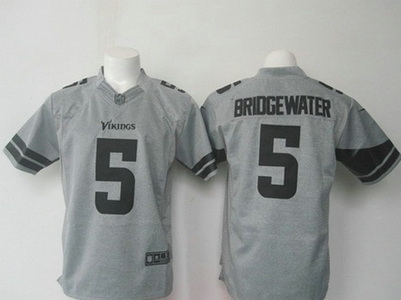 Men's Minnesota Vikings #5 Teddy Bridgewater Nike Gray Gridiron 2015 NFL Gray Limited Jersey