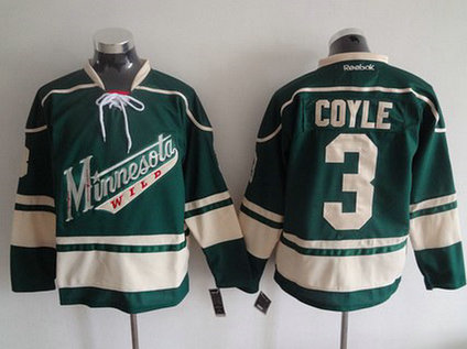 Men's Minnesota Wild #3 Charlie Coyle Reebok Green Home Premier Jersey