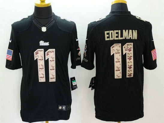 Men's New England Patriots #11 Julian Edelman Black Salute to Service NFL Nike Limited Jersey
