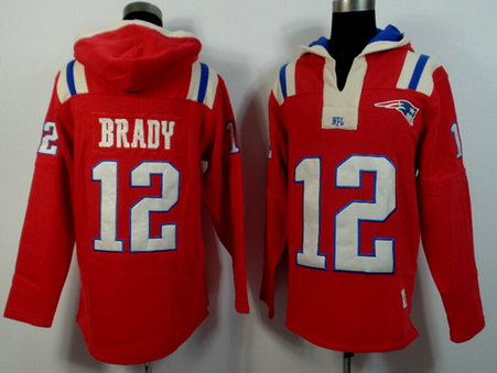 Men's New England Patriots #12 Tom Brady Red Alternate 2015 NFL Hoodie