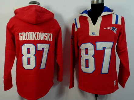Men's New England Patriots #87 Rob Gronkowski Red Alternate 2015 NFL Hoodie