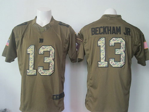 Men's New York Giants #13 Odell Beckham Jr Green Salute to Service 2015 NFL Nike Limited Jersey