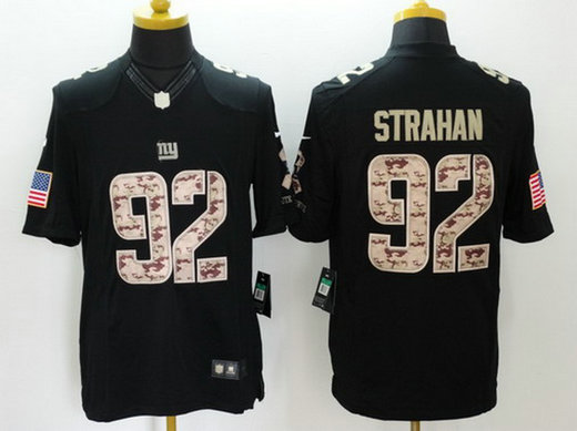 Men's New York Giants #92 Michael Strahan Black Salute to Service Retired Player NFL Nike Limited Jersey