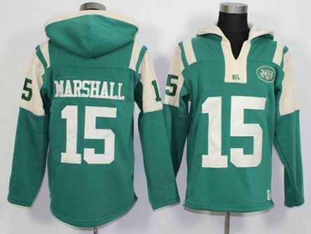 Men's New York Jets #15 Brandon Marshall Green Team Color 2015 NFL Hoodie