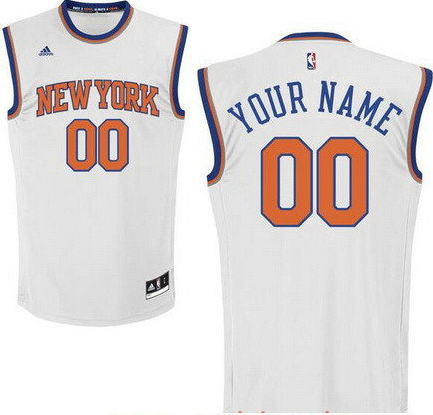 Men's New York Knicks White Custom adidas Swingman Home Basketball Jersey