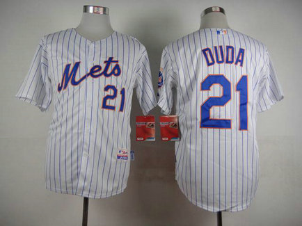 Men's New York Mets #21 Lucas Duda White Cool Base Jersey