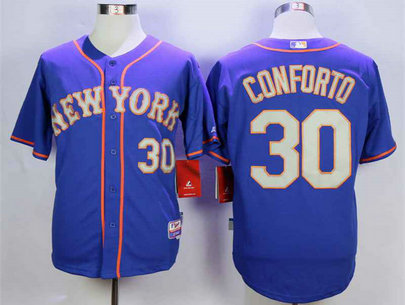 Men's New York Mets #30 Michael Conforto Blue Road Cool Base Jersey
