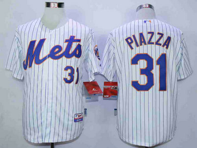 Men's New York Mets #31 Mike Piazza White Cool Base Jersey