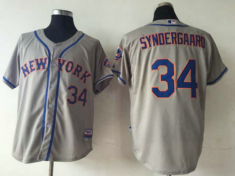Men's New York Mets #34-Noah Syndergaard Grey Cool Base Jersey