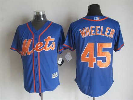 Men's New York Mets #45 Zack Wheeler Alternate Blue With Orange 2015 MLB Cool Base Jersey