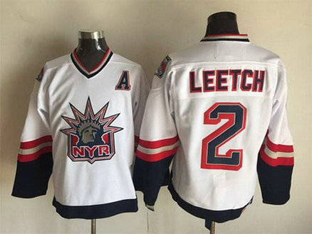 Men's New York Rangers #2 Brian Leetch 1996-97 White CCM Vintage Throwback Jersey