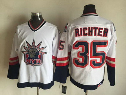 Men's New York Rangers #35 Mike Richter 1996-97 White CCM Vintage Throwback Jersey