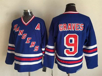 Men's New York Rangers #9 Adam Graves 1990-91 Light Blue CCM Vintage Throwback Jersey