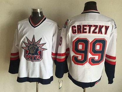 Men's New York Rangers #99 Wayne Gretzky 1996-97 White CCM Vintage Throwback Jersey