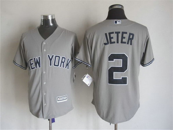 Men's New York Yankees #2 Derek Jeter Away Road 2015 MLB Cool Base Jersey