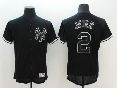 Men's New York Yankees #2 Derek Jeter New Black Fashion MLB Jersey