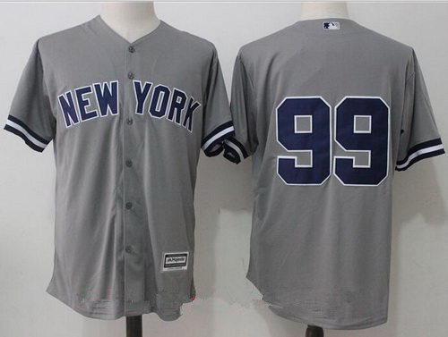 Men's New York Yankees #99 Aaron Judge No Name Gray Road Stitched MLB Jersey